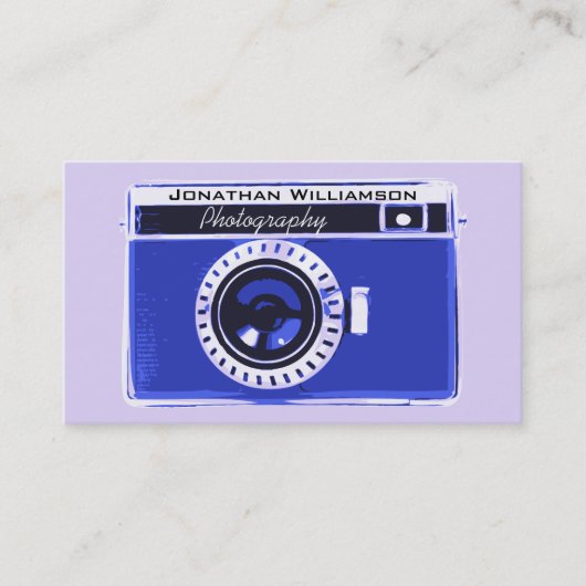 Retro Blue Camera Fotografy Business Cards Visitenkarte (Vorderseite)