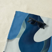 Retro Blue Camouflage Waves Modernes Monogramm Strandtuch (Beispiel)
