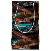 Retro Blue Car Kleine Geschenktüte (Vorderseite)