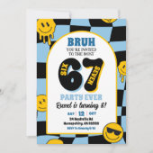retro blue checkered 67 boy birthday einladung (Vorderseite)