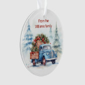 Retro Blue Christmas Truck Ornament (Vorderseite)