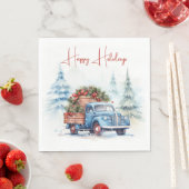 Retro Blue Christmas Truck Serviette (Beispiel)