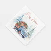 Retro Blue Christmas Truck Serviette (Ecke)