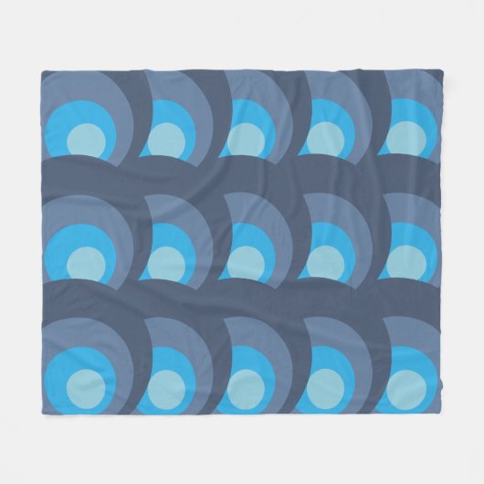 Retro Blue Circles Fleecedecke (Vorderseite (Horizontal))