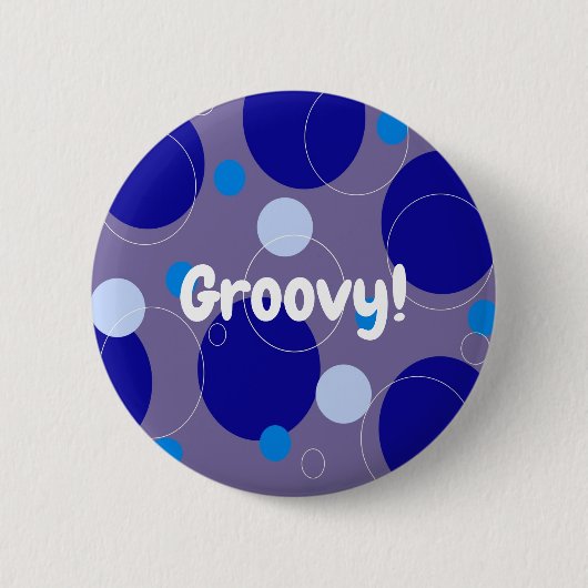 Retro Blue Circles & Ovals Royal Periwinkle Aqua Button (Vorderseite)