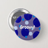Retro Blue Circles & Ovals Royal Periwinkle Aqua Button (Vorne & Hinten)