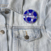 Retro Blue Circles & Ovals Royal Periwinkle Aqua Button (Beispiel)