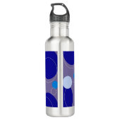 Retro Blue Circles & Ovals Royal Periwinkle Aqua Edelstahlflasche (Rückseite)