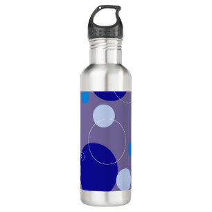 Retro Blue Circles & Ovals Royal Periwinkle Aqua Edelstahlflasche