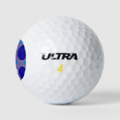 Retro Blue Circles & Ovals Royal Periwinkle Aqua Golfball (Logo)