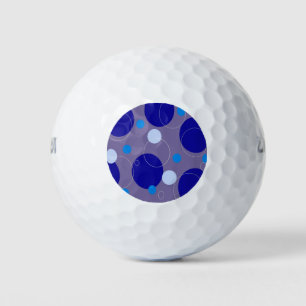 Retro Blue Circles & Ovals Royal Periwinkle Aqua Golfball