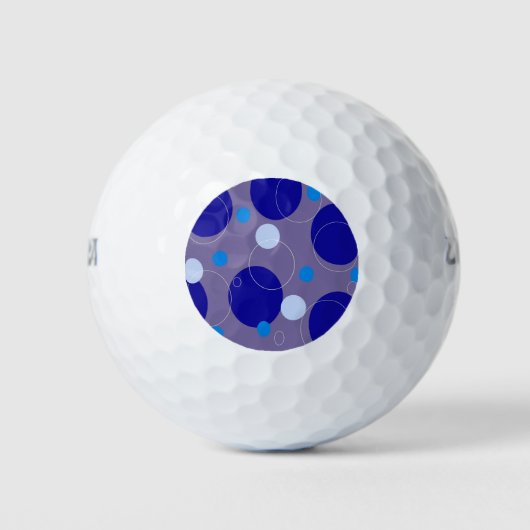 Retro Blue Circles & Ovals Royal Periwinkle Aqua Golfball (Vorderseite)