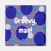 Retro Blue Circles & Ovals Royal Periwinkle Aqua Magnet (Vorne)