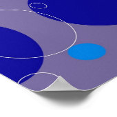 Retro Blue Circles & Ovals Royal Periwinkle Aqua Poster (Ecke)