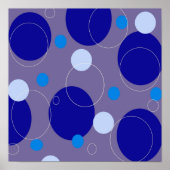 Retro Blue Circles & Ovals Royal Periwinkle Aqua Poster (Vorne)