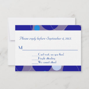 Retro Blue Circles & Ovals Royal Response Card RSVP Karte