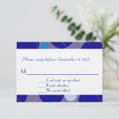 Retro Blue Circles & Ovals Royal Response Card RSVP Karte (Stehend Vorderseite)