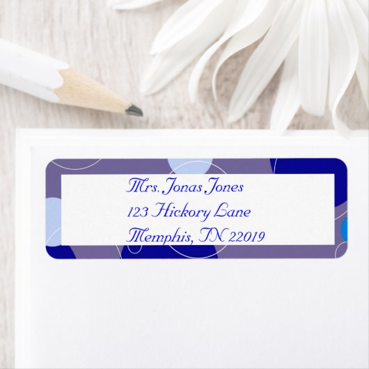 Retro Blue Circles & Ovals Royal-Rücksendeadresse (Insitu)