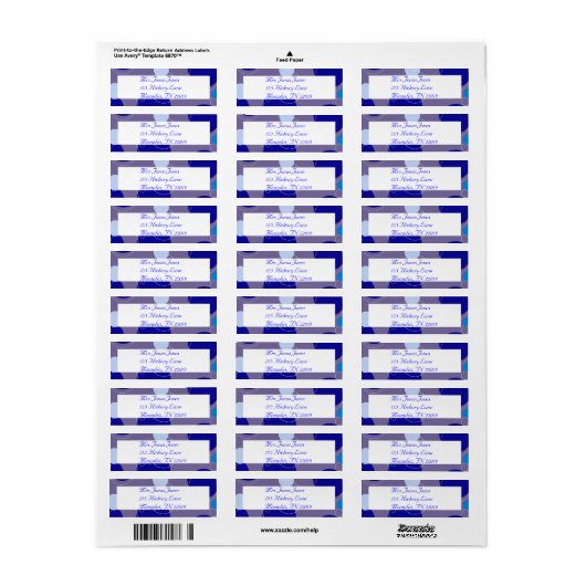 Retro Blue Circles & Ovals Royal-Rücksendeadresse (Vorne)