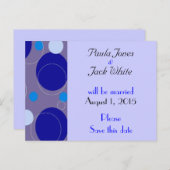 Retro Blue Circles & Ovals Royal Save the Date Ankündigungspostkarte (Vorne/Hinten)