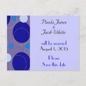 Retro Blue Circles & Ovals Royal Save the Date Ankündigungspostkarte (Vorderseite)