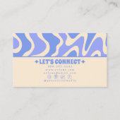 Retro Blue Cream 70s Boho Groovy Funky Trendy Bus Visitenkarte (Rückseite)