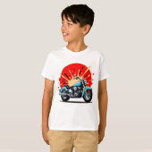 Retro Blue Cruiser – Pop‑Art Motorcycle T-Shirt (Vorne ganz)