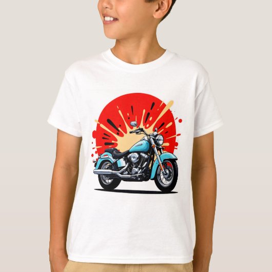 Retro Blue Cruiser – Pop‑Art Motorcycle T-Shirt (Vorderseite)