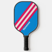 Retro Blue Crush Streifen mit Namen Pickleball Schläger (Vorderseite)