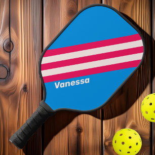 Retro Blue Crush Streifen mit Namen Pickleball Schläger