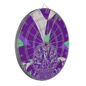 Retro Blue Cyan Kaleidoskop Art Print Dartscheibe (Vorderseite Links)