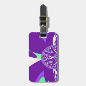 Retro Blue Cyan Kaleidoskop Art Print Gepäckanhänger (Vorderseite vertikal)