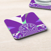 Retro Blue Cyan Kaleidoskop Art Print Getränkeuntersetzer (Linke Seite)