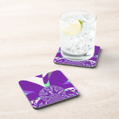 Retro Blue Cyan Kaleidoskop Art Print Getränkeuntersetzer (Rechte Seite)