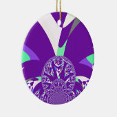 Retro Blue Cyan Kaleidoskop Art Print Keramik Ornament (Rechts)