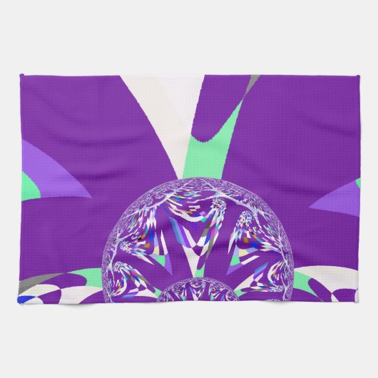 Retro Blue Cyan Kaleidoskop Art Print Küchentuch (Horizontal)