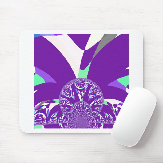 Retro Blue Cyan Kaleidoskop Art Print Mousepad (Mit Mouse)