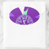 Retro Blue Cyan Kaleidoskop Art Print Ovaler Aufkleber (Tasche)