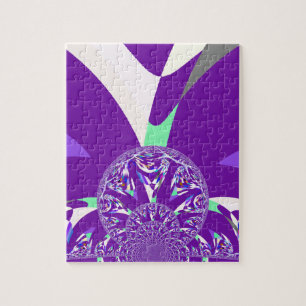 Retro Blue Cyan Kaleidoskop Art Print Puzzle