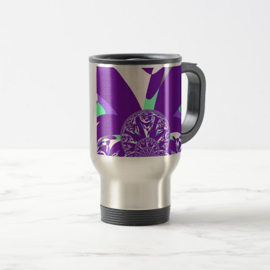 Retro Blue Cyan Kaleidoskop Art Print Reisebecher (VorderseiteRechts)