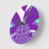 Retro Blue Cyan Kaleidoskop Art Print Runde Wanduhr (Winkel)