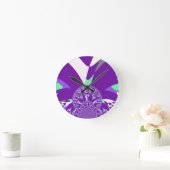 Retro Blue Cyan Kaleidoskop Art Print Runde Wanduhr (Zuhause)