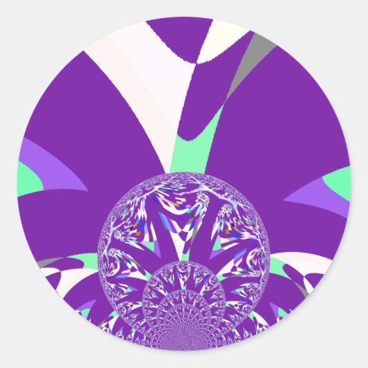 Retro Blue Cyan Kaleidoskop Art Print Runder Aufkleber (Vorderseite)