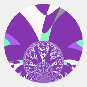 Retro Blue Cyan Kaleidoskop Art Print Runder Aufkleber