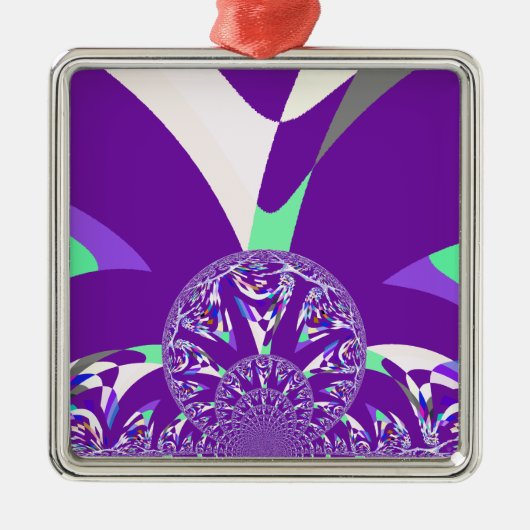 Retro Blue Cyan Kaleidoskop Art Print Silbernes Ornament (Vorne)