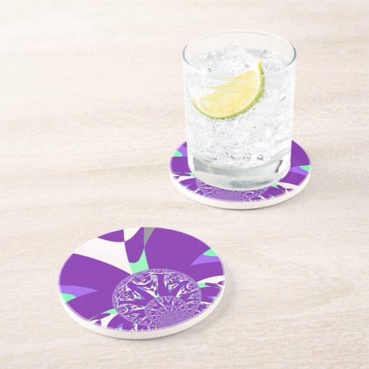 Retro Blue Cyan Kaleidoskop Art Print Untersetzer (Seite)