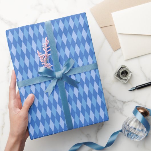 Retro Blue Diamonds Hanukkah und Weihnachten Geschenkpapier (Schenken)