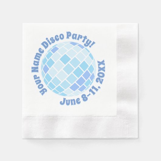 Retro Blue Disco Ball PERSONALISIERT Serviette (Vorderseite)