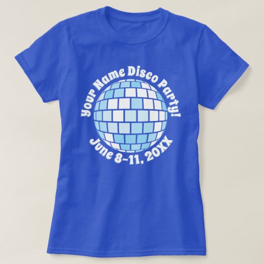 Retro Blue Disco Ball PERSONALISIERTER T - Shirt (Design vorne)