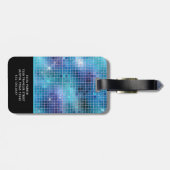 Retro Blue Disco Mirror | Monogramm Gepäckanhänger (Rückseite horizontal)